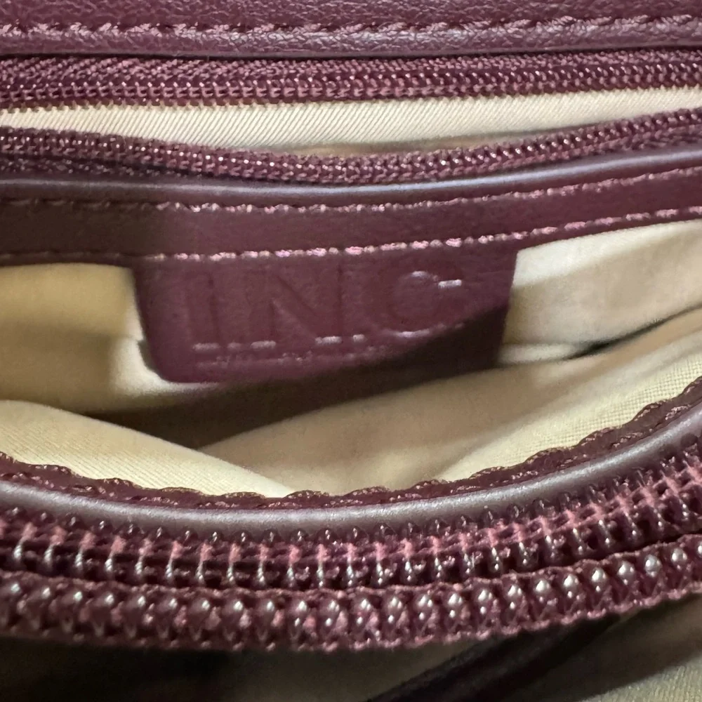 INC International Concepts Quilted Burgundy Crossbody with Gold Chain - Picture 9 of 10